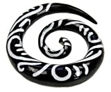 BONE PLUG BLACK SPIRAL WITH WHITE DESIGN 2g - Sold Individually