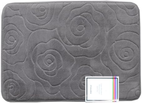 Super Absorbent Memory Foam Bath Mat Rose - grey 17 x 24 inch