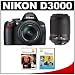 Nikon D3000 10MP Digital SLR Camera with 18-55mm f/3.5-5.6G AF-S DX VR Nikkor Zoom Lens & 55-200mm VR Zoom Lens + 2 Nikon School DVDs