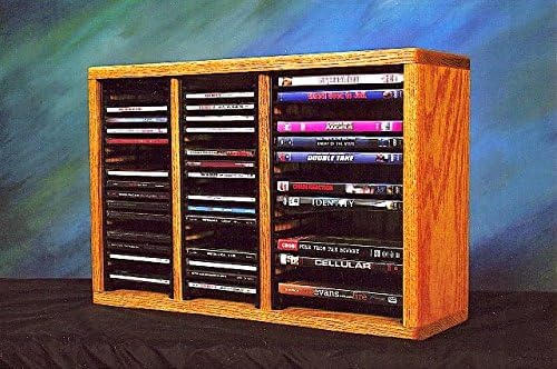 The Wood Shed Solid Oak Desktop / Shelf 40 CD and 16 DVD Media Rack with Individual Locking Slots
