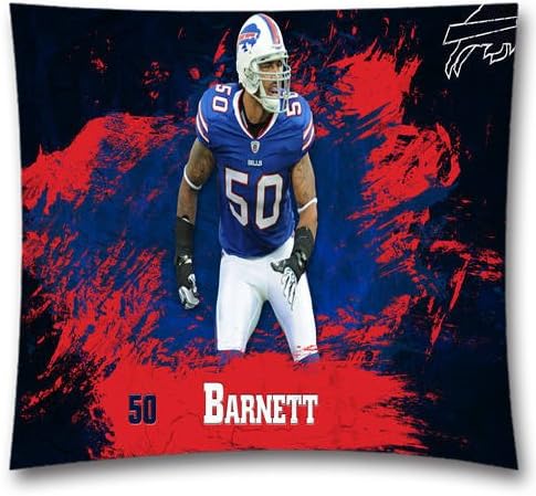 AM Personalized NFL Buffalo Bills Teams Cotton Square Decorative Throw Pillow Covers for Couch Sofa and Bed 18x18 Inch (45x45 cm) Footbal Theme 274