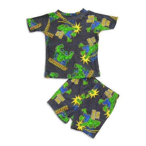  Incredible Hulk by Marvel - Infant And Toddler Boys Short Sleeve Shortie Hulk Pajamas, Navy