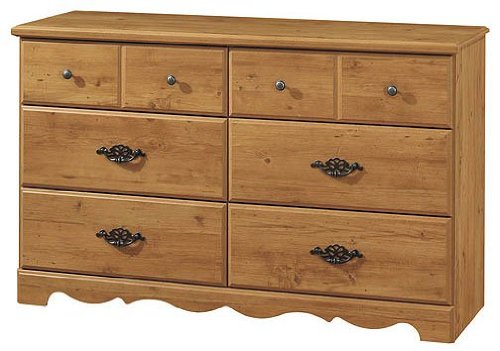 Country Style Country Pine Finish Double dresser