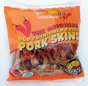 Fried Pork Skins Hard Strips Red Pepper 6 bags (3.25 oz)