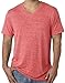Mens Tri Blend V-Neck Tee Shirt, Large Red Triblend