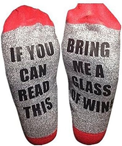 Christmas IF You Can Red This PLEASE Bring Me A Glass Of Wine Beer Unisex Socks Set (Red Gray)