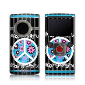 Peace Flowers Black Design Protective Skin Decal Sticker for Flip ULTRA 2nd Gen / ULTRA 3rd Gen / ULTRA HD Digital Camcorder