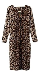 V-neck Leopard Print Floral Print Long Sleeves Spring Summer Mini Dress 