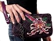 ED HARDY Effie Purse Wristlet Clutch Handbag Bag Wallet Canvas Plum Purple