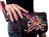 Ed Hardy - ED HARDY Effie Purse Wristlet Clutch Handbag Bag Wallet Canvas Plum Purple