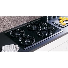 GE JGP337 30 Gas Cooktop, Tempered Glass Cooktop, Sealed Burners, Precise Simmer Burner GE JGP337 30
