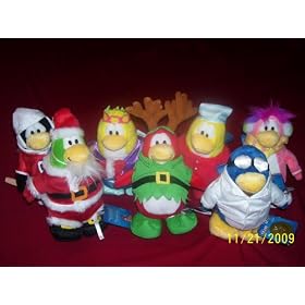 Disney Club Penguin Series 5 Set of Penguins (Elf, Santa, Red Pajama, Gary the Gadget Guy,... by