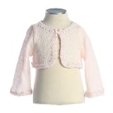 Baby Girls Pink Knit Lace Trim Long Sleeve Bolero Jacket 6M-24M