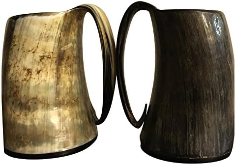 XXL Hand Crafted Game of Thrones Vikings Style Drinking Glass - Medieval Era Replicated Mug - Bottle Opener and Box Included - Horn Tumblers Hold 28oz of Ale or Liquid of your Choosing