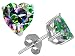 2.10 cts Genuine Heart Shape Mystic Rainbow Topaz Earring Studs - 14kt White or Yellow Gold