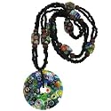 Floral Murano Glass Disc Long Necklace