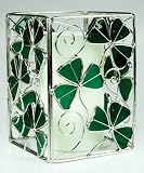 Irish Candle Holder Celtic with Shamrocks Stained Glass and Metal
