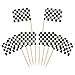 Pangda 100 Pack Checkered Racing Flag Party Cupcake Picks Toothpick Flag Dinner Flags Cake Toppers Decorations