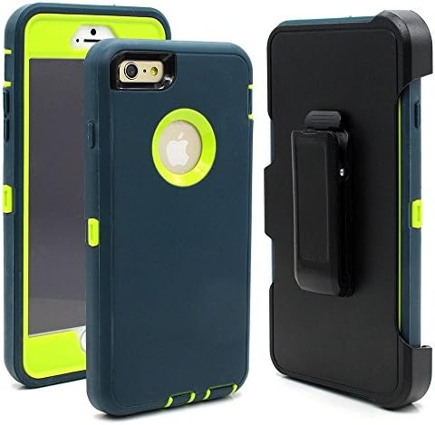 IPhone 6 Case,Iphone 6S Case Tough Armor Defender Cover[Built In Screen Protector][4 Layer][Shock Absorbent][Dust Proof][PC TPU Combo Protective][4.7 Inch] (Dark Green/Green)
