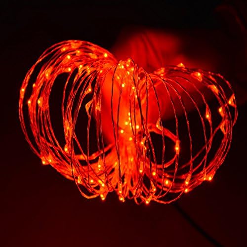 Tumtung 14ft 40 Leds Flexible Copper Wire LED String Lights AA Battery Powered, Holiday Home Decorative LED Lights (Red)