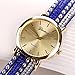 Sannysis Women Crystal Rivet Bracelet Quartz Braided Winding Wrap Wrist Watch blue