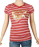 Rocawear - Long Length Stylized Yarn Dye Stripe V-Neck Top w/ Puff Sleeves by Rocawear