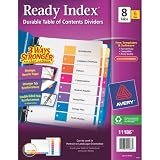 Avery Contemporary Ready Index 8-1/2 x 11-Inch Table of Contents Dividers, 8 Tabs, Pack of 6 (11186)
