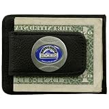 Colorado Rockies Black Leather Card Holder & Money Clip