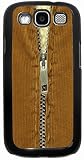 Rikki KnightTM Brown Corduroy Zipper Half Down Design - Black Hard Rubber TPU Case Cover for Samsung® Galaxy i9300 Galaxy S3
