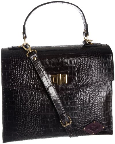 Penelope & Parker Women Tabitha Laptop Bag Plum Glazed Croc Medium