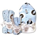 Trend Lab Blooming Bouquet Rockets Gift Set- Hooded Towel, Washcloths, and Burp Cloths