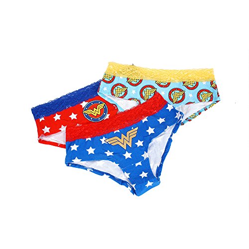DC Comics Wonder Woman Panty 3-Pack with Lace Waistband