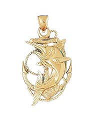 CleverEves 14K Gold Pendant Anchor with Marlin 8.2 - Gram(s)