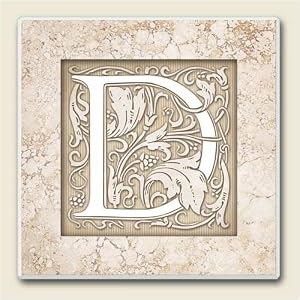 AbsorbaStone Coaster set~ Monogram Initial D ~ 4 Tile Drink Coasters ~ code 571C