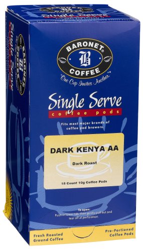 Baronet Coffee French Roast Kenya Aa Coffee Pods, 18-Count Boxes (Pack of 4) by Baronet Coffee