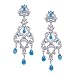 Sterling Silver Cubic Zirconia and Blue Color Stone Earrings