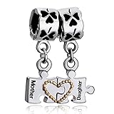 Pugster 2 Piece Dangle Separable Puzzle Mother Daughter Heart Charm Beads Fit Pandora Charms Bracelet thumbnail