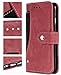 iPhone 6s case,FLYEE Chamois Flip Leather Cover [Stand View] with Rorating Card Slots [Wallet Case]Button Switch and Pocket Shell For Apple iphone 6/6s 4.7 inch-Red