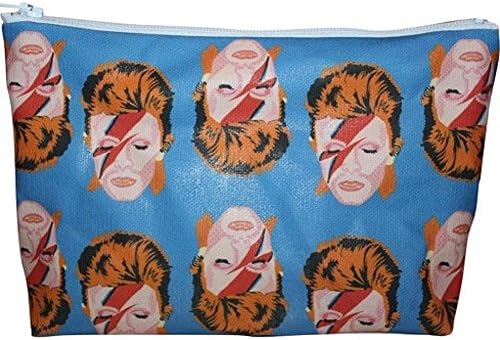 David Bowie Pop Zipper Pouch and Makeup Bag - Illustrated and Handmade in the USA (Blue)