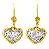 14k Gold Two-Tone Diamond-Cut Heart Earrings