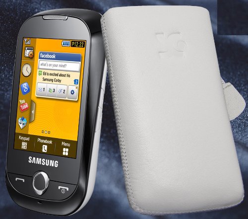 Suncase Ledertasche (Lasche mit R&uuml;ckzugfunktion) f&uuml;r Samsung S3650 Corby / S-3650 wei&szlig; Preisvergleich