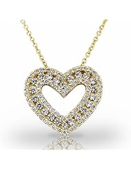 14KT Yellow Gold Stunning Heart Shaped Diamond Pendant. 1 1/3 CTW