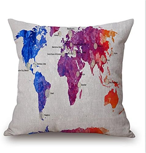 FY 18inch 45cm Oil painting New Continent Stamp Map Bordeaux Europe Decorative Pillowcase Car Cushion Cover