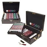 Trademark Poker 14g Tri-Color Ace King Suited Set with Mahogany Case - 500 Chips