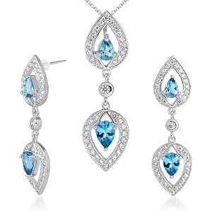 Must Have Fabulous 3.75 carats Pear Shape London Blue Topaz Pendant Earrings... by