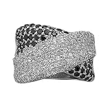 Ladies Sterling Silver Black & White Cubic Zirconia Copacabana Style Luxury Ring