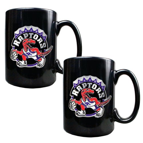 NBA Toronto Raptors Two Piece Black Ceramic Mug Set - Primary Logo