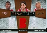2010 Absolute Memorabilia Authentic Aaron Brooks, Luis Scola & Shane Battier Triple Game Worn Jersey Card