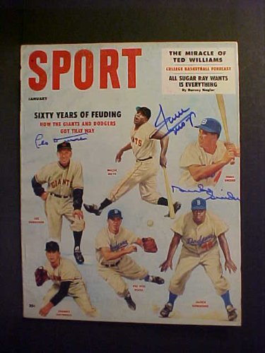 Willie Mays & Leo Durocher New York Giants & Duke Snider Brooklyn Dodgers Autographed January 1958 Sport Magazine