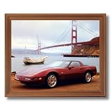 Chevy Corvette Car Golden Gate Bridge Home Decor Wall Picture Oak Framed Art Print
